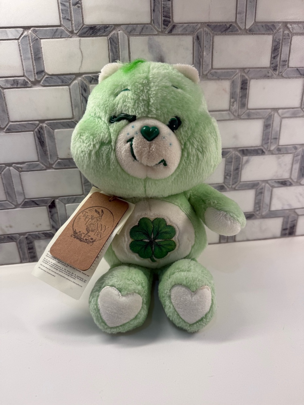 Vintage Carebear Cheerful Green Shamrock Plush Bear - Home Accents